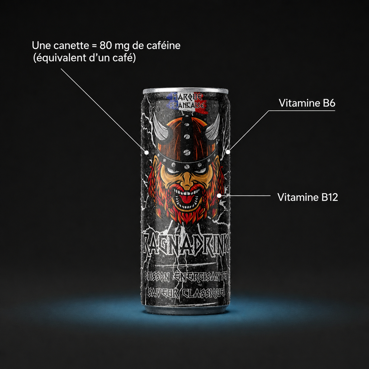 Pack 24 canettes RagnaDrink Classique – Boisson énergisante française