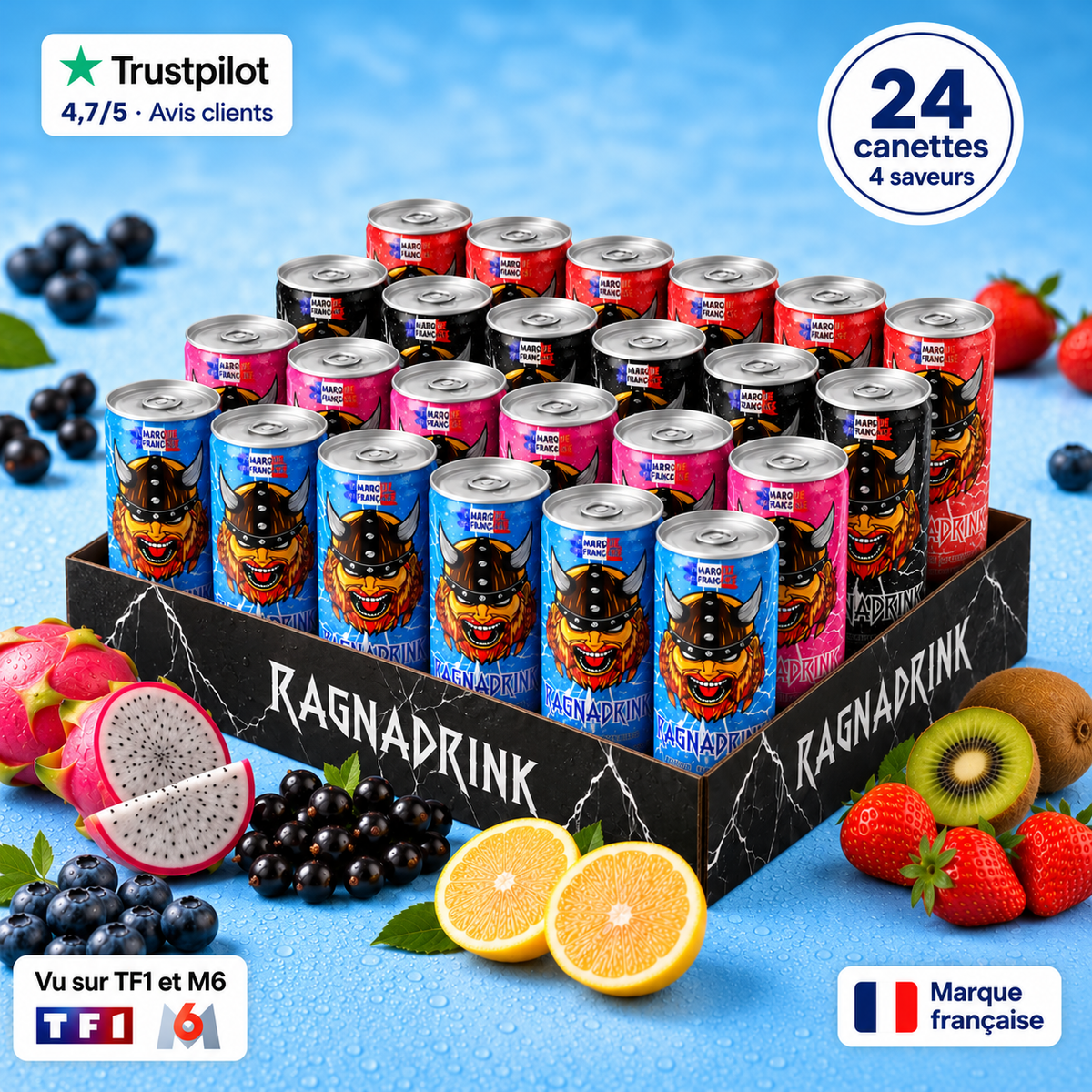 Pack Mixte RagnaDrink – 24 canettes - 4 saveurs