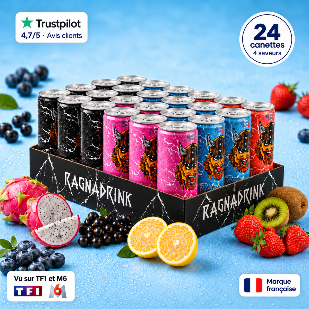 Pack Mixte RagnaDrink – 24 canettes - 4 saveurs
