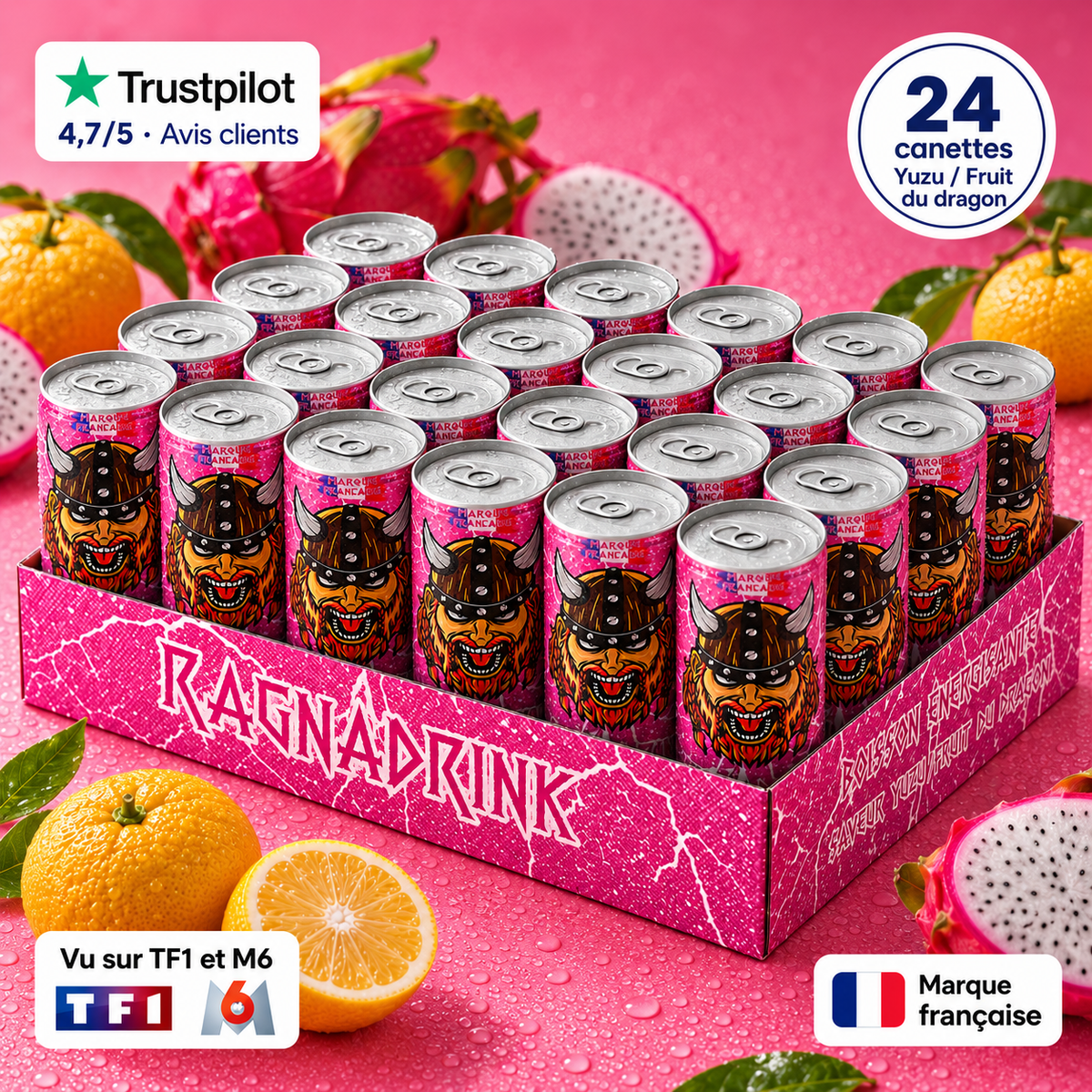 Pack 24 canettes RagnaDrink Fruit du Dragon